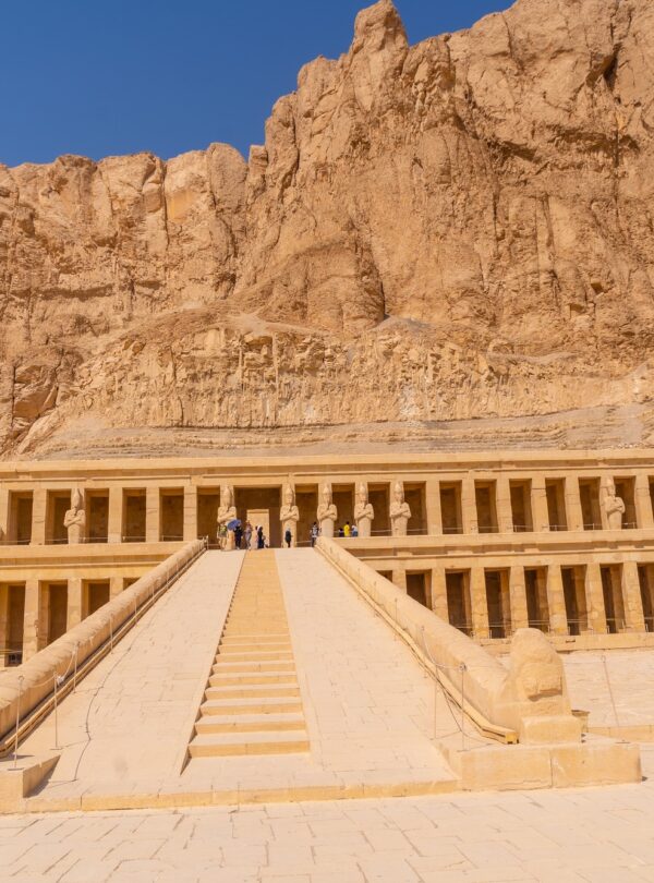 Lovely entrance to the Mortuary Temple of Hatshepsut in Luxor. Egypt